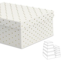 Caja rectangular blanca con estrellas - 15 unidades