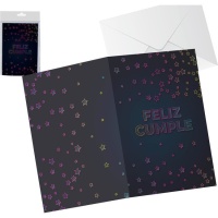 Tarjeta de cumpleaños estrella neón