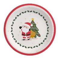 Platos de Papá Noel rojo y blanco de 23 cm - 6 unidades