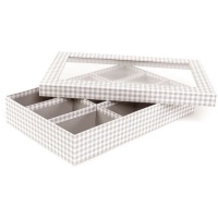 Caja de 35 x 23 x 6 cm Vichy gris - 9 compartimentos