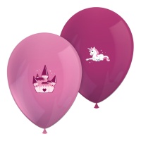 Globos de látex de unicornio y castillo de 30 cm - 6 unidades