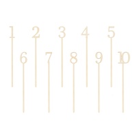 Marcadores de número de mesa de madera - 10 unidades