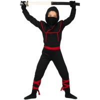 Disfraz de ninja negro y rojo infantil