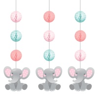 Colgantes decorativos de Elephant Baby Girl - 3 unidades