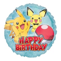 Globo de Pokemon Pikachu y Pichu de Happy Birthday de 43 cm - Anagram