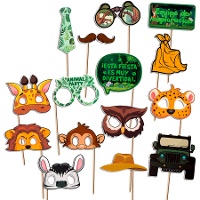 Kit para photocall de animales Safari - 15 unidades