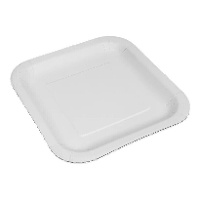 Platos de 26 cm de cartón blanco cuadrados - 12 unidades