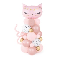Bouquet de globos gato rosa - PartyDeco - 63 piezas