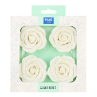 Figuras de azúcar de rosas blancas - 4 unidad