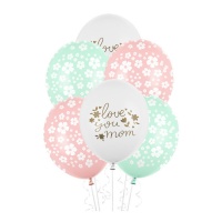 Globos de látex Love you Mum de 30 cm - PartyDeco - 50 unidades