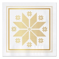 Servilletas de Navidad de bordado dorado blancas de 12,5 x 12,5 cm - 30 unidades