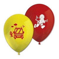 Globos de látex de bomberos en acción de 28 cm - 8 unidades