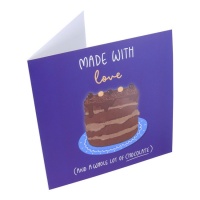 Tarjeta de felicitación con tarta de chocolate