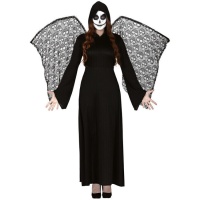 Disfraz de muerte con alas de calaveras para mujer