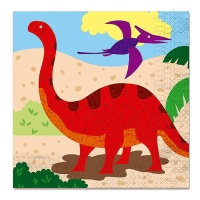 Servilletas de dinosaurios de 16,5 x 16,5 cm - 12 unidades