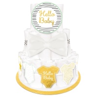 Kit decorativo de Hello Baby para tarta de pañales - 5 piezas