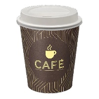 Vasos de 250 ml de cartón para café con tapadera con agujero - 8 unidades