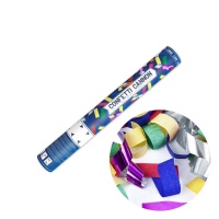 Cañón de confetti de colores y serpentinas metalicas - 40 cm