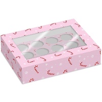 Caja para 12 cupcakes de bastón de caramelo - 2 unidades