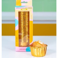 Cápsulas para cupcakes dorada metalizada de 5 cm - 50 unidades