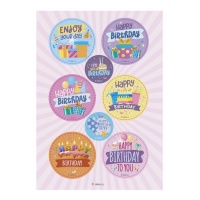 Obleas comestibles recortables de Happy Birthday zero - Dekora - 6 unidades