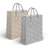 Bolsa de regalo con estrellas efecto tejido de 45 x 33 x 10 cm - 1 unidad