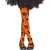 Pantys naranjas con calabazas infantiles