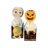 Bolsa silueta esqueleto y calabaza de Halloween con nubes y gominolas surtidas de 48 gr