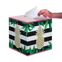 Caja de deseos de Piña tropical Hawaiana de 30,5 x 30,5 x 30,5 cm