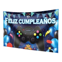 Mural decorativo de Gamer cumpleaños de 1,20 x 0,68 m
