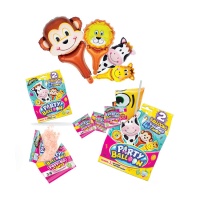 Caramelo crujiente sabor fresa con globos de animales
