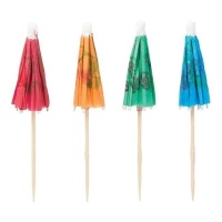 Pick de colores decorados con forma de sombrilla de 10 cm - 12 unidades
