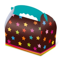 Caja de cartón con estrellas de colores