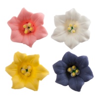 Figura de azúcar de flor de Azucena de colores de 4 cm - Dekora - 40 unidades