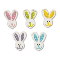 Figuras de azúcar de conejos de colores - Decora - 5 unidades