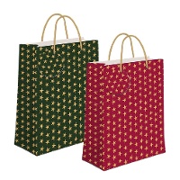 Bolsa regalo de 32 x 26 x 10 cm de estrellas navidadeñas - 1 unidad