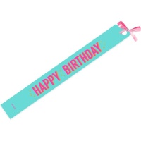 Banda de Happy Birthday color mint flúor de 150 x 10 cm