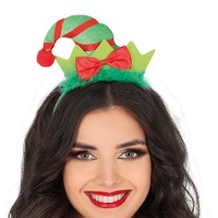 Diadema de gorro de elfo a rayas con lazo