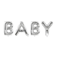 Globo letras Baby plateado de 262 x 86 cm - PartyDeco