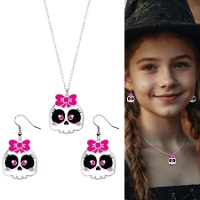 Set de pendientes y collar de calaveras