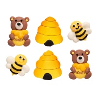 Figuras de azúcar de osos y abejas - Decora - 6 unidades