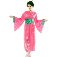Disfraz de geisha rosa y verde para mujer