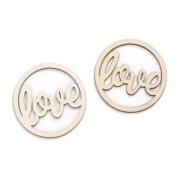 Figuras de madera de círculo Love de 9 cm - 2 unidades