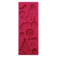 Molde de figuras de Navidad para fondant de silicona de 16 x 6 cm - Scrapcooking