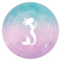 Platos de sirena blanca de 23 cm - 8 unidades