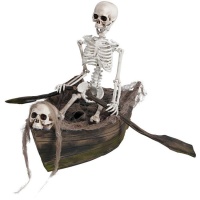 Esqueleto en barca con sonido y movimiento - 37 x 17 cm