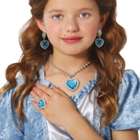 Conjunto de joyas corazón azul de princesa