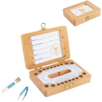 Caja guarda dientes de madera de Ratoncito Pérez con pinzas
