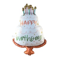 Globo de tarta de cumpleaños Happy Birthday de 80 cm