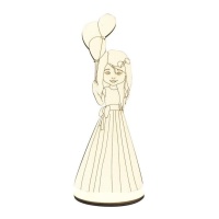 Figura de madera de niña de comunión con globos de 28 x 10,5 cm - Artis decor